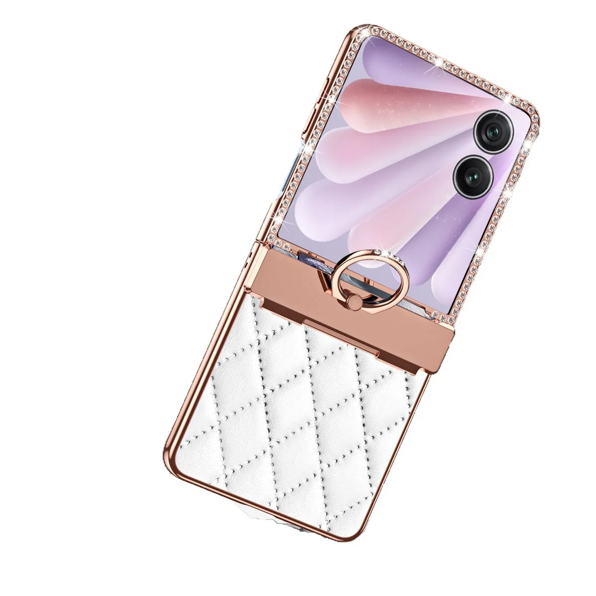 Luxury electroplated diamond-encased full-coverage drop-proof protective case for Honor Magic V Flip2 phone with foldable screen.