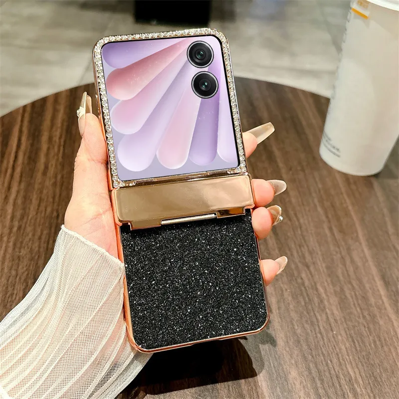 Compatible with Honor Magic V Flip2 phone case, foldable screen, luxury electroplated glitter, drop-proof protective case