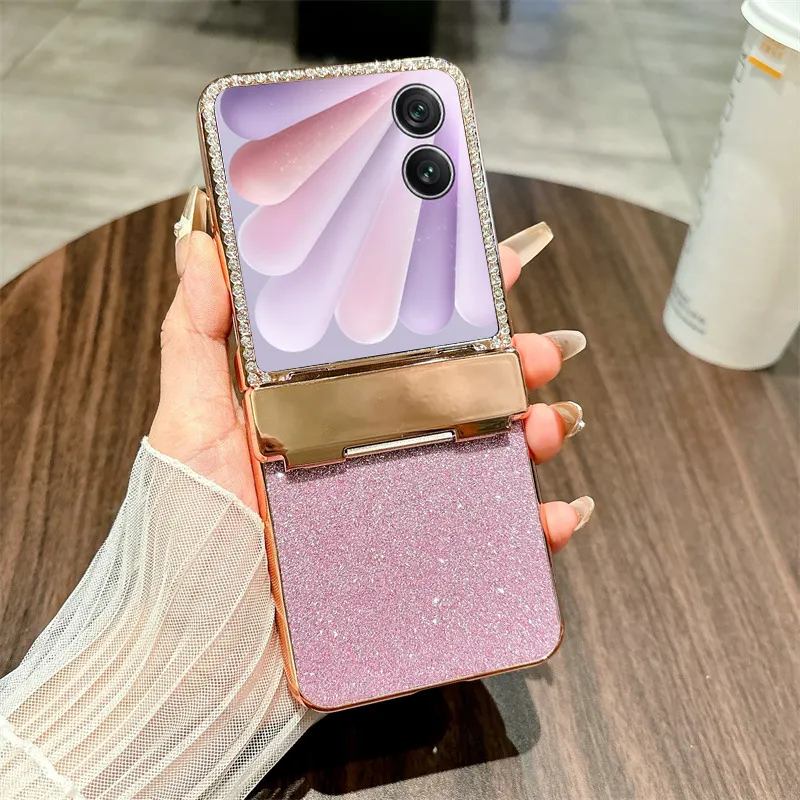 Compatible with Honor Magic V Flip2 phone case, foldable screen, luxury electroplated glitter, drop-proof protective case