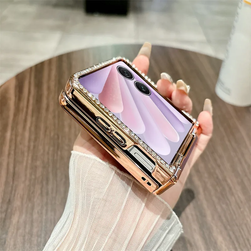 Compatible with Honor Magic V Flip2 phone case, foldable screen, luxury electroplated glitter, drop-proof protective case