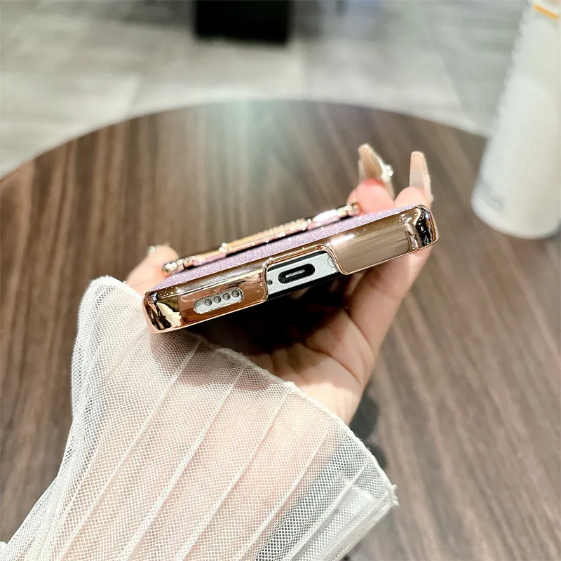 Compatible with Honor Magic V Flip2 phone case, foldable screen, luxury electroplated glitter, drop-proof protective case