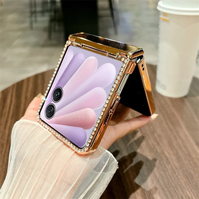 Compatible with Honor Magic V Flip2 phone case, foldable screen, luxury electroplated glitter, drop-proof protective case