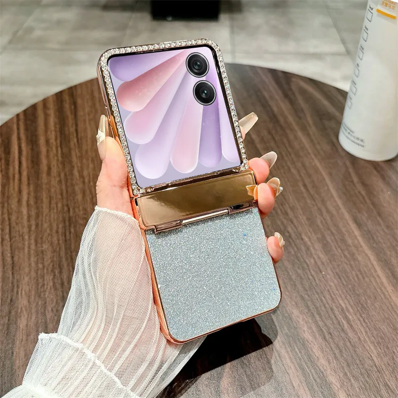Compatible with Honor Magic V Flip2 phone case, foldable screen, luxury electroplated glitter, drop-proof protective case