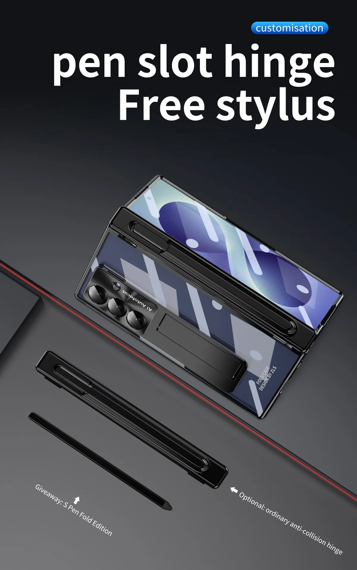 Samsung ZFold 8 Ultra phone case with magnetic hinge, electroplated shockproof design.