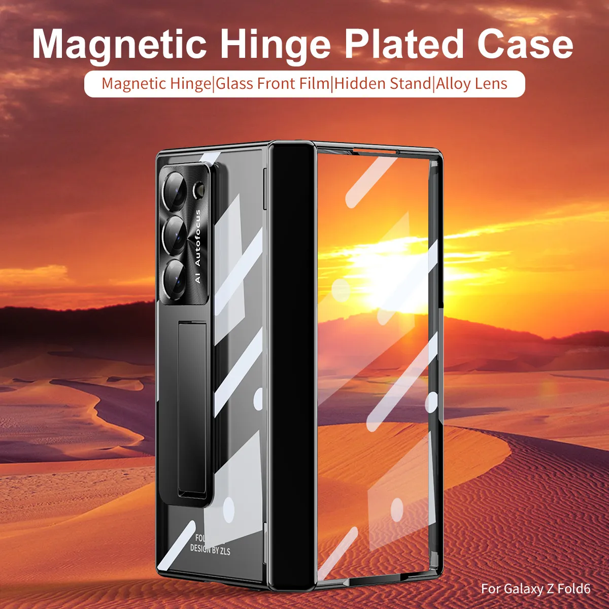 Samsung ZFold 6 Phone Case FOLD6 Magnetic Hinge Folding Protective Case W24 Electroplated Transparent Case Solid Color Applicable