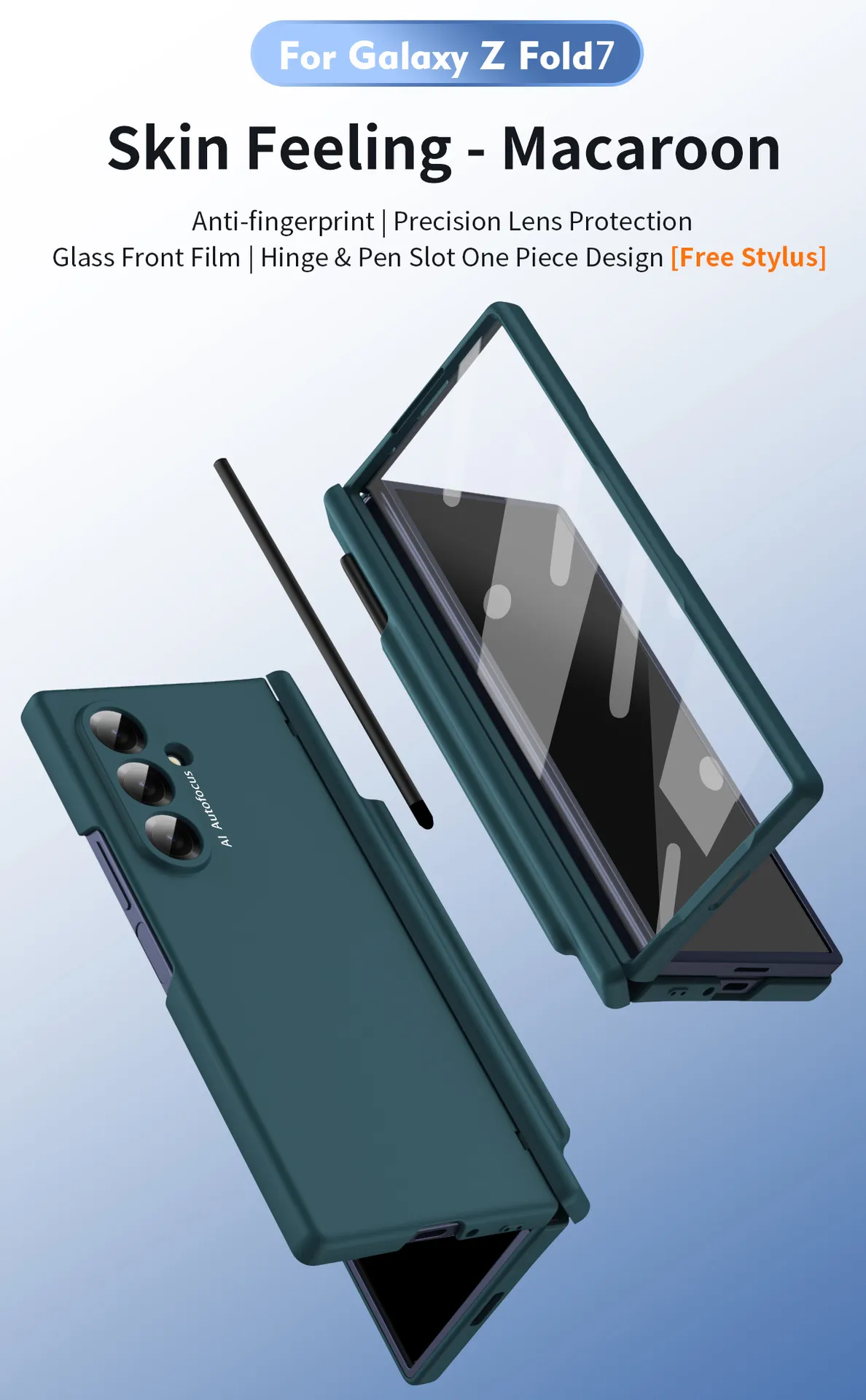 Compatible with Samsung Zfold7 phone case, new pen slot FOLD6 ultra-thin business solid color full-coverage protective case for stylus pen.