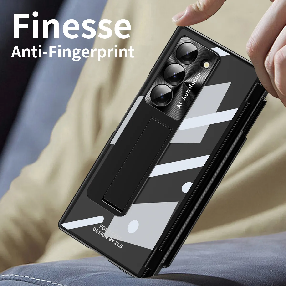 Samsung ZFold 6 phone case with magnetic hinge, W24 electroplated transparent pen slot.