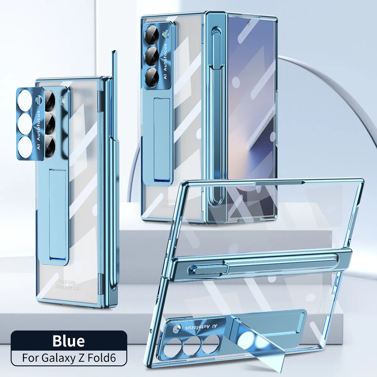 Samsung ZFold 6 phone case with magnetic hinge, W24 electroplated transparent pen slot.
