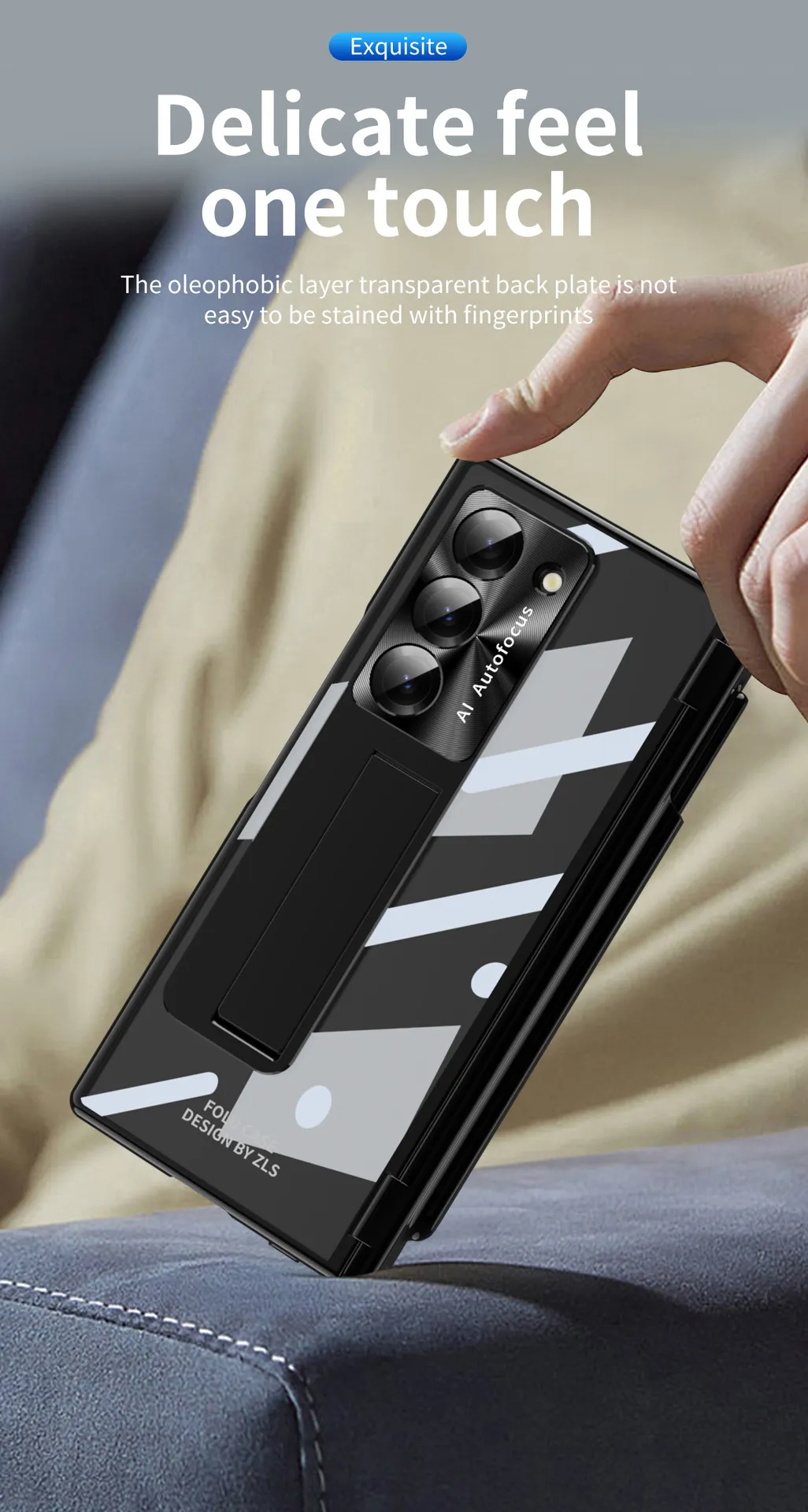 Samsung ZFold 6 phone case with magnetic hinge, W24 electroplated transparent pen slot.