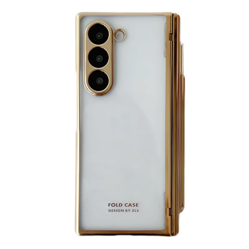 Samsung ZFold 6 phone case, FOLD6 magnetic pen slot folding protective case, W24 electroplated transparent shockproof case.