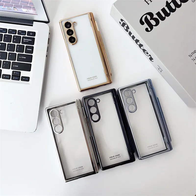 Samsung ZFold 6 phone case, FOLD6 magnetic pen slot folding protective case, W24 electroplated transparent shockproof case.