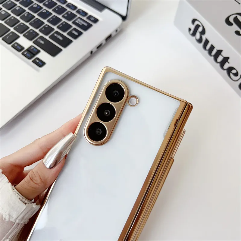 Samsung ZFold 6 phone case, FOLD6 magnetic pen slot folding protective case, W24 electroplated transparent shockproof case.