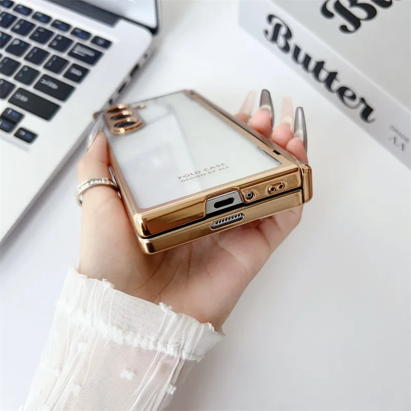 Samsung ZFold 6 phone case, FOLD6 magnetic pen slot folding protective case, W24 electroplated transparent shockproof case.