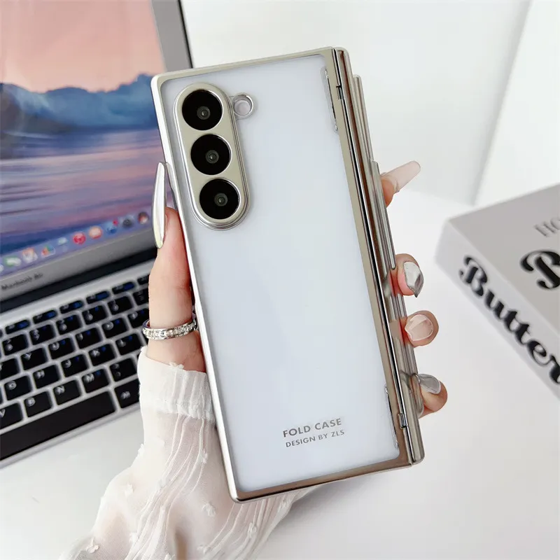 Samsung ZFold 6 phone case, FOLD6 magnetic pen slot folding protective case, W24 electroplated transparent shockproof case.