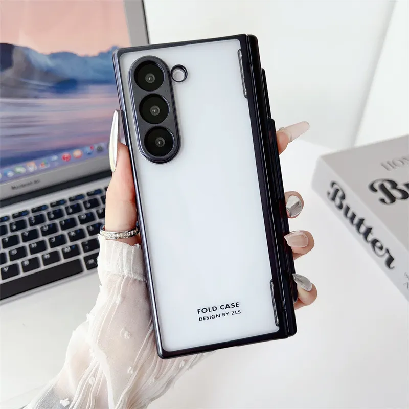 Samsung ZFold 6 phone case, FOLD6 magnetic pen slot folding protective case, W24 electroplated transparent shockproof case.