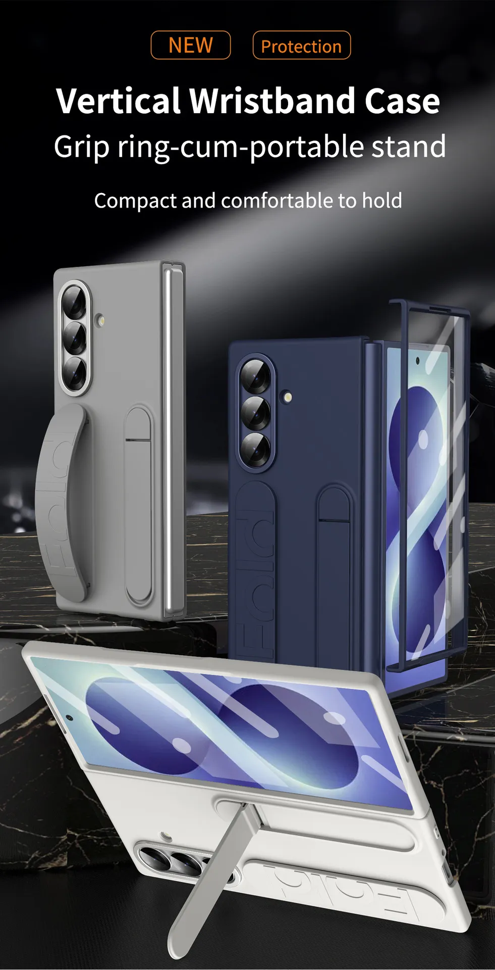 Compatible with Samsung Zfold8 Ultra phone case, official wrist strap case, integrated anti-drop protective case.