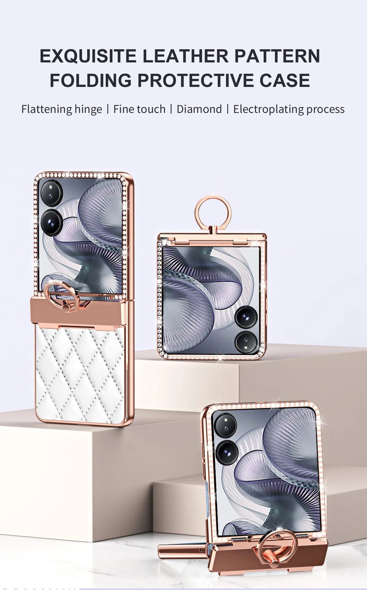 Compatible with Xiaomi MIX Flip2 phone case, foldable screen, small Chanel-style diamond hinge, drop protection.