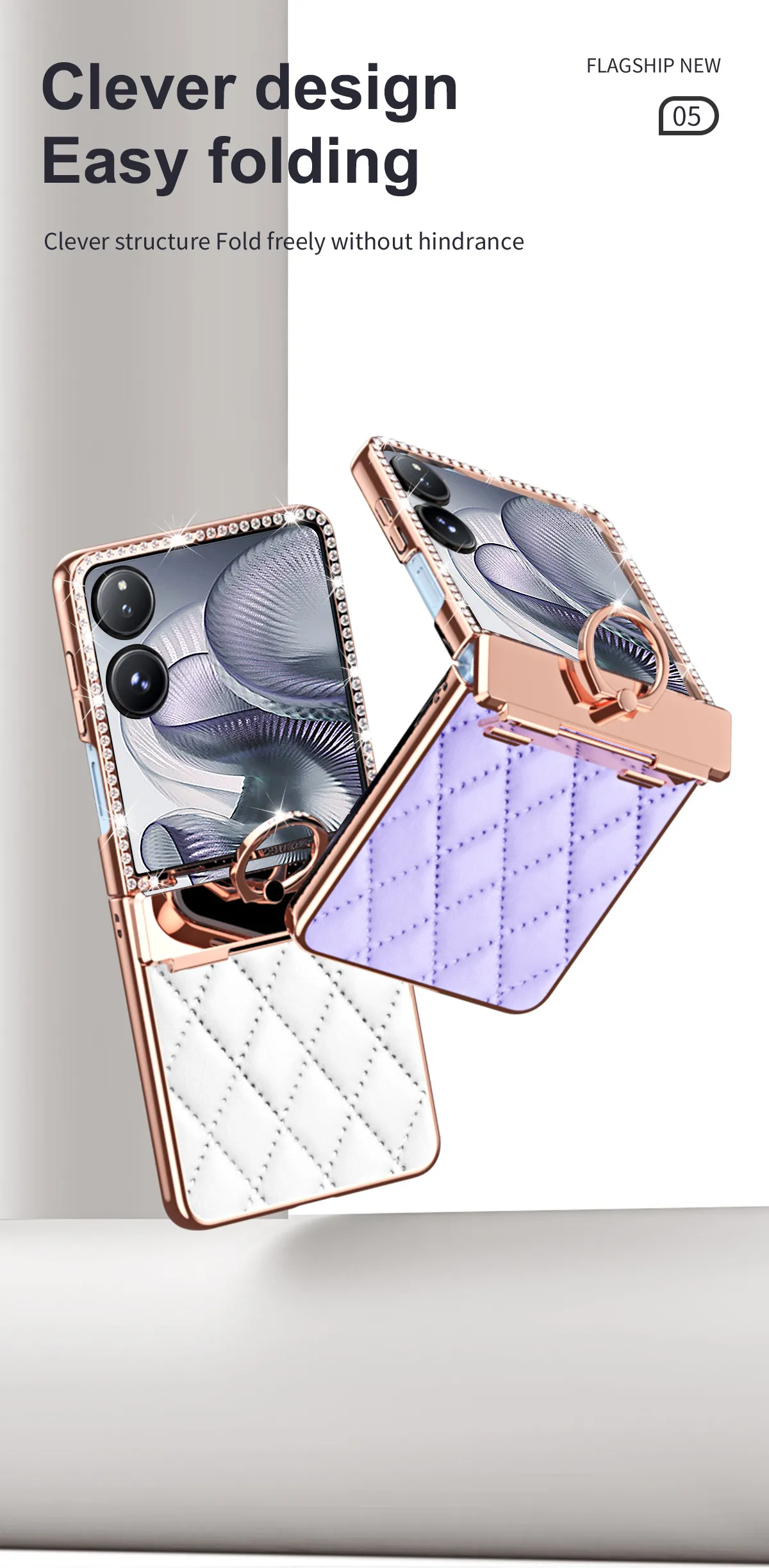 Compatible with Xiaomi MIX Flip2 phone case, foldable screen, small Chanel-style diamond hinge, drop protection.