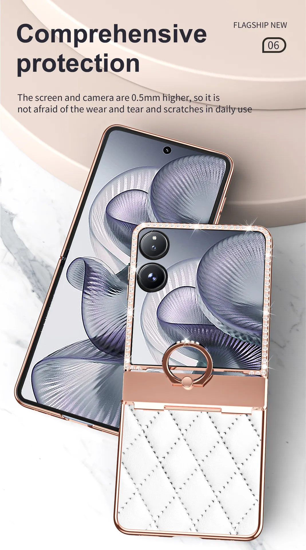 Compatible with Xiaomi MIX Flip2 phone case, foldable screen, small Chanel-style diamond hinge, drop protection.