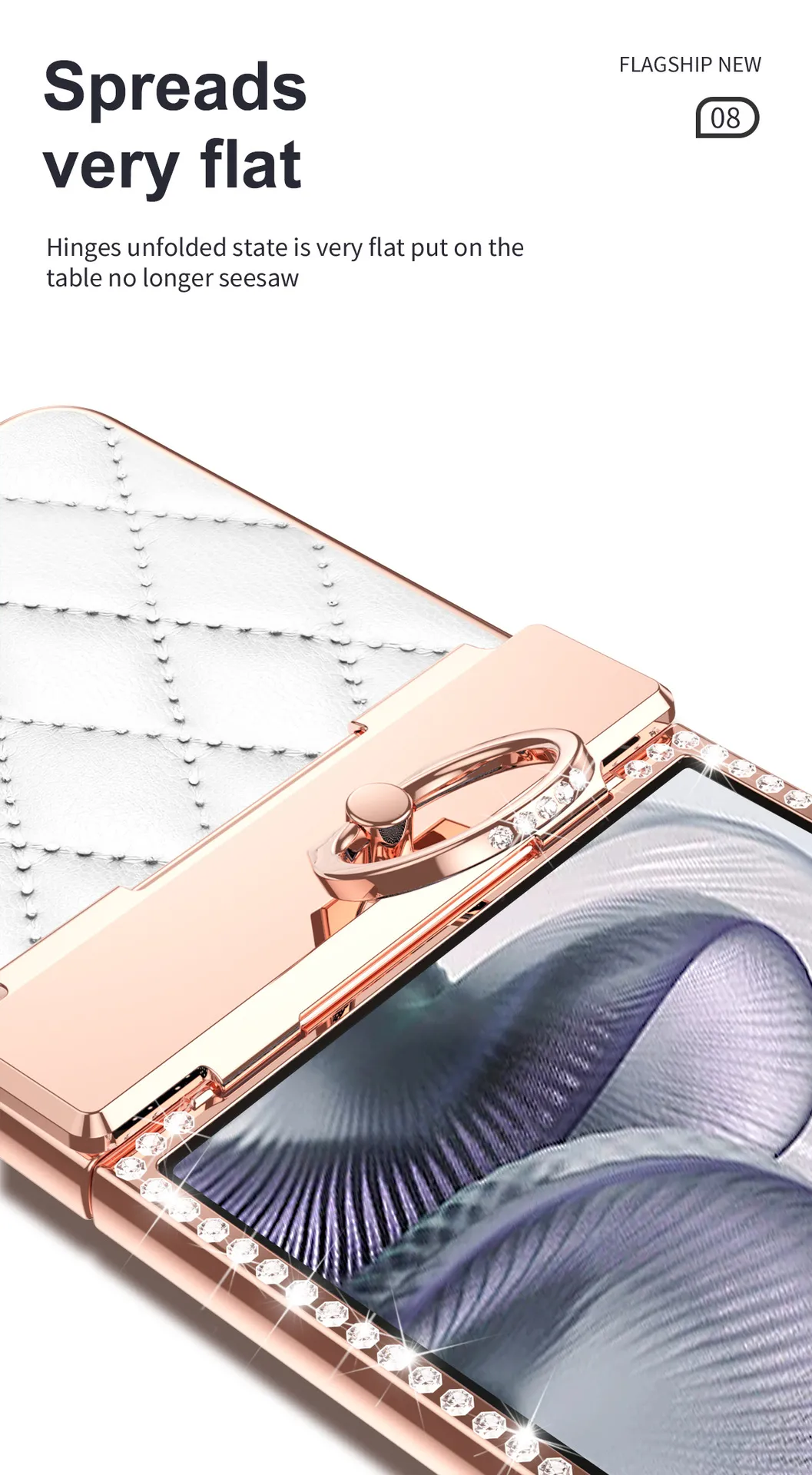 Compatible with Xiaomi MIX Flip2 phone case, foldable screen, small Chanel-style diamond hinge, drop protection.