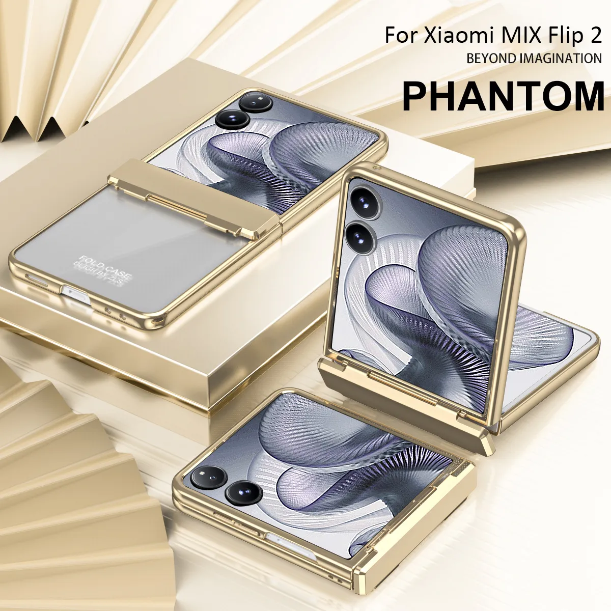 Compatible with Xiaomi MIX Flip2 phone case, electroplated transparent hinge, drop-proof protective case for foldable screen.