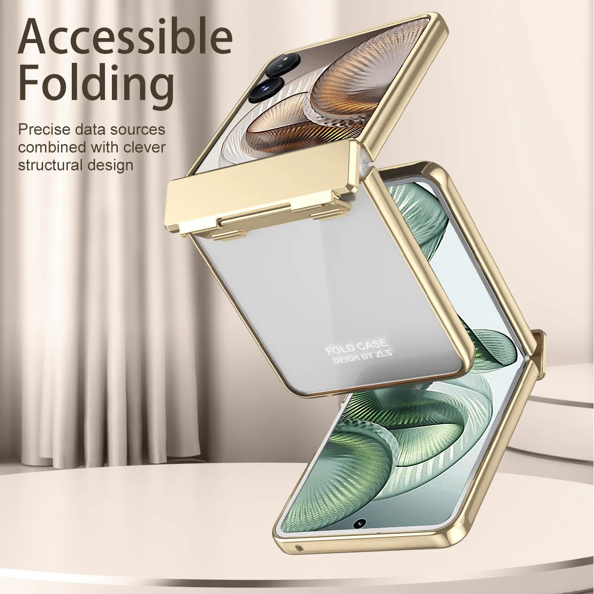 Compatible with Xiaomi MIX Flip2 phone case, electroplated transparent hinge, drop-proof protective case for foldable screen.