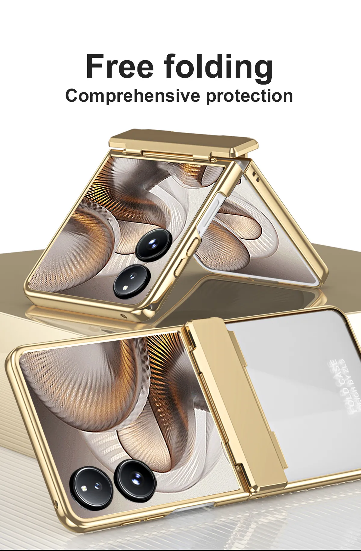 Compatible with Xiaomi MIX Flip2 phone case, electroplated transparent hinge, drop-proof protective case for foldable screen.