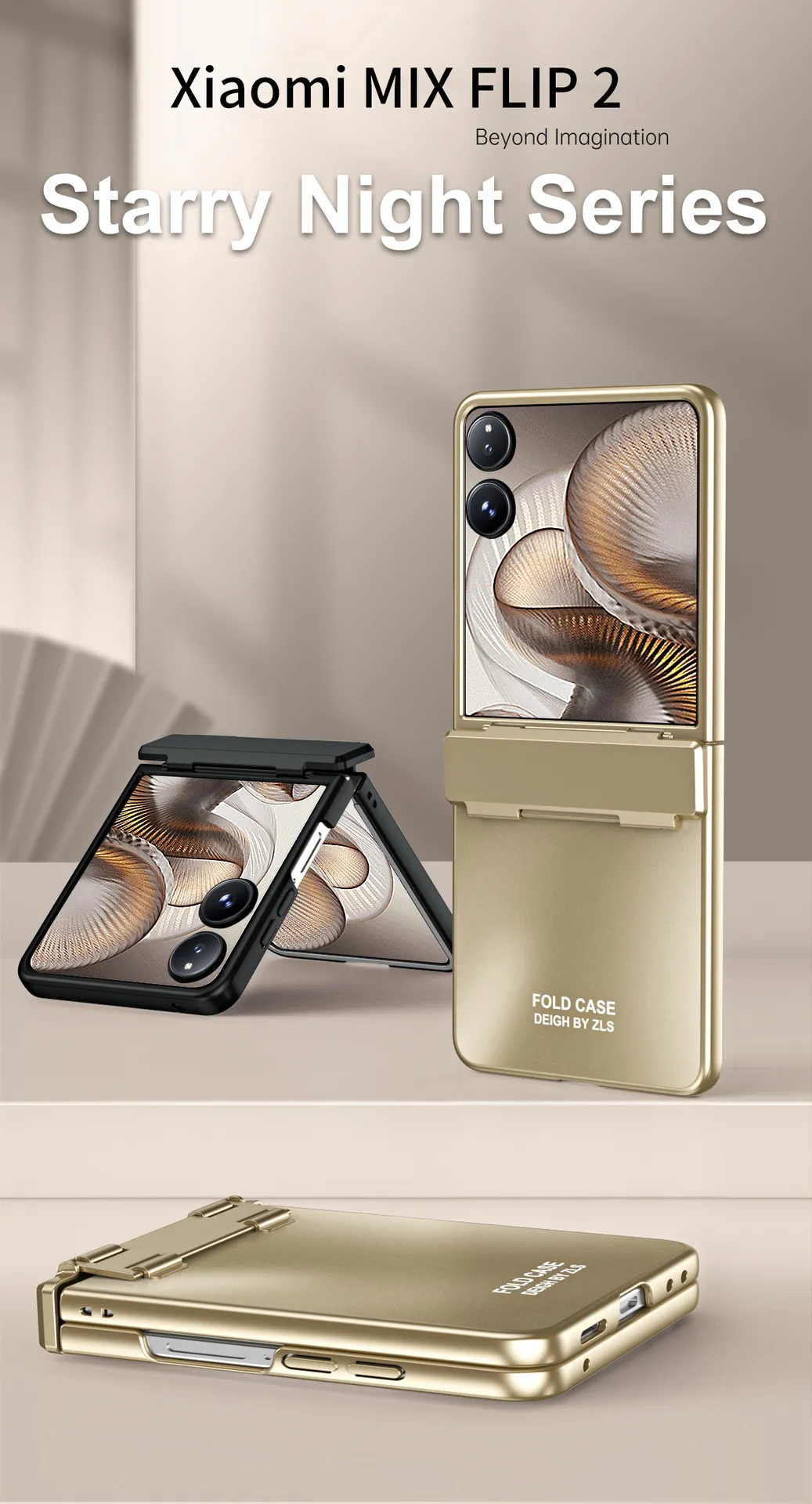 Compatible with Xiaomi MIX Flip2 phone case, foldable screen, light luxury electroplated hinge, drop-proof protective case