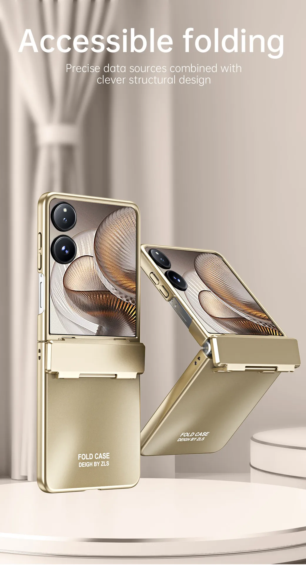 Compatible with Xiaomi MIX Flip2 phone case, foldable screen, light luxury electroplated hinge, drop-proof protective case