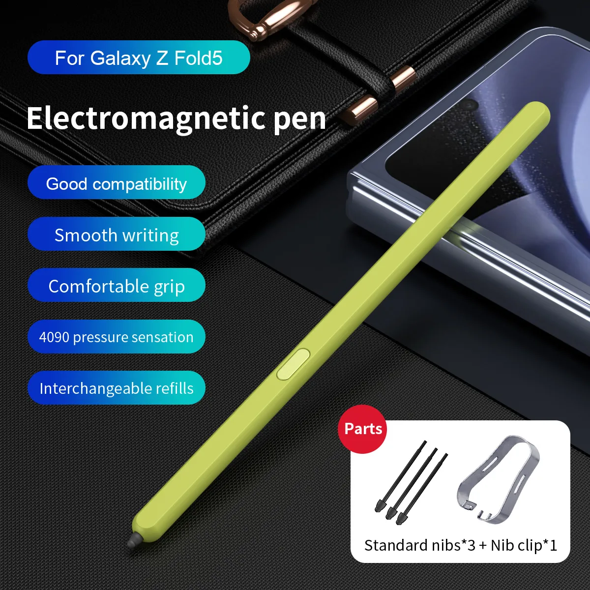 Compatible with Samsung Z Fold 5 capacitive stylus S Pen FOLD4, thin and light, smooth writing in solid colors.