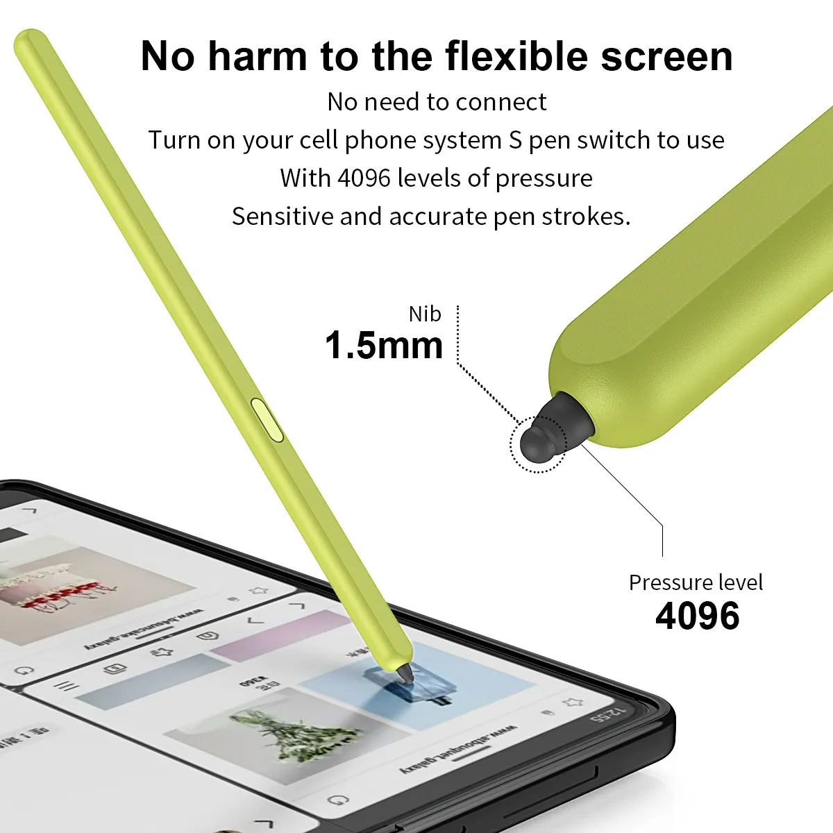 Compatible with Samsung Z Fold 5 capacitive stylus S Pen FOLD4, thin and light, smooth writing in solid colors.