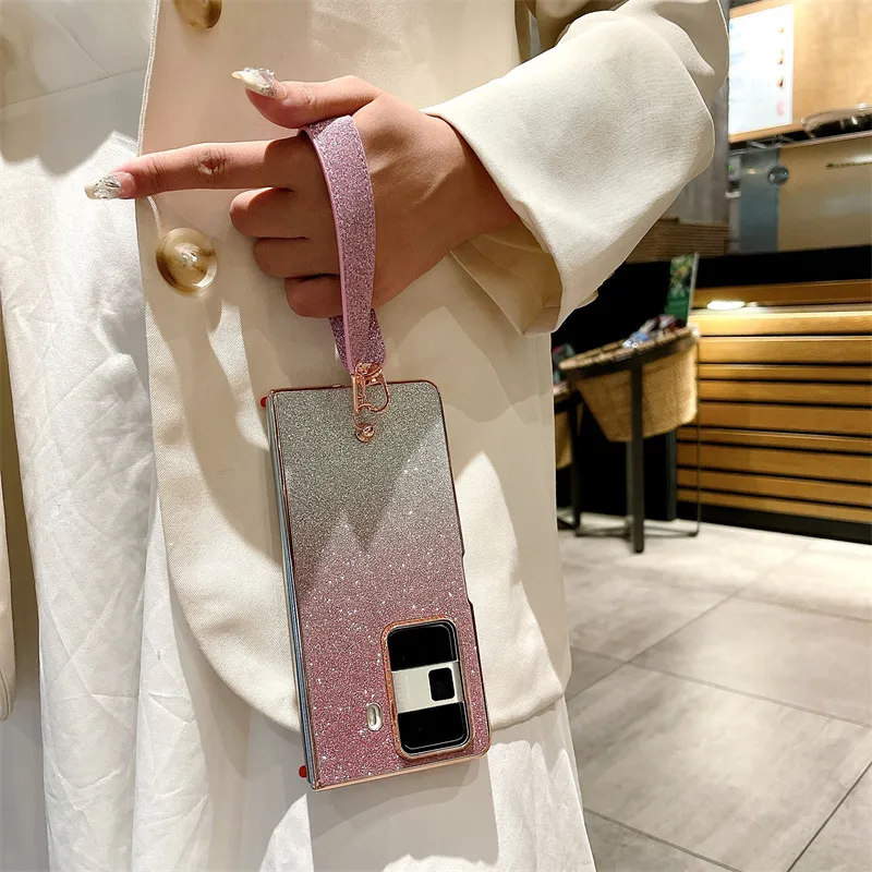 Honor MagicVS3 phone case, MagicVS3 folding glitter wrist strap, vegan leather, drop-proof protective case.