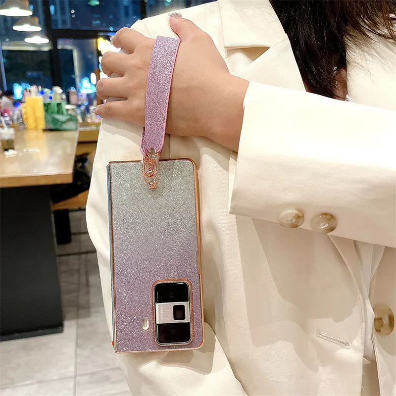 Honor MagicVS3 phone case, MagicVS3 folding glitter wrist strap, vegan leather, drop-proof protective case.