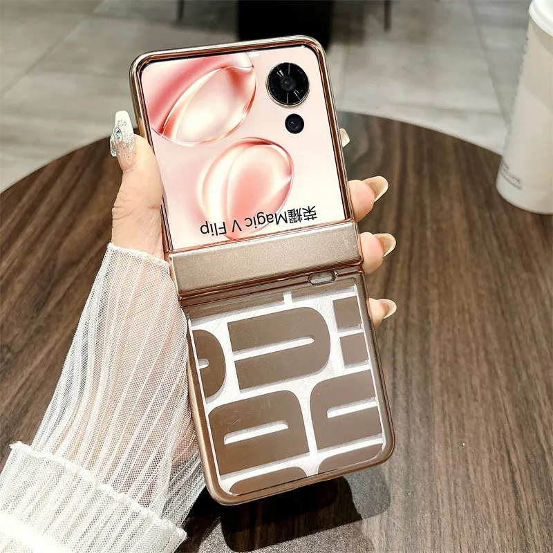 Honor Magic VFlip phone case, foldable screen, electroplated, trendy hinge, drop-proof protective case.