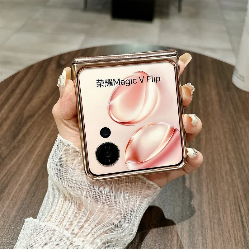 Honor Magic VFlip phone case, foldable screen, electroplated, trendy hinge, drop-proof protective case.