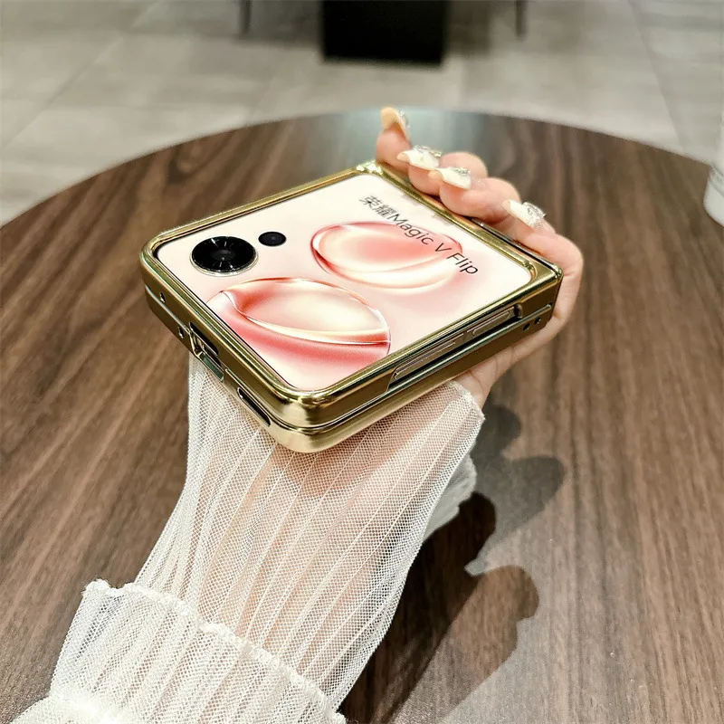 Honor Magic VFlip phone case, foldable screen, electroplated, trendy hinge, drop-proof protective case.