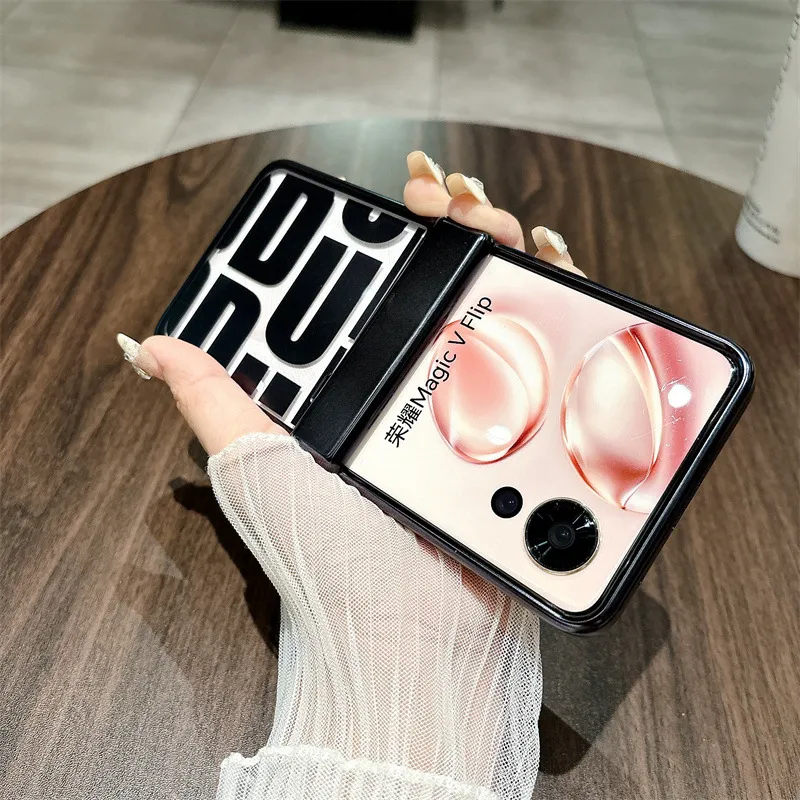 Honor Magic VFlip phone case, foldable screen, electroplated, trendy hinge, drop-proof protective case.