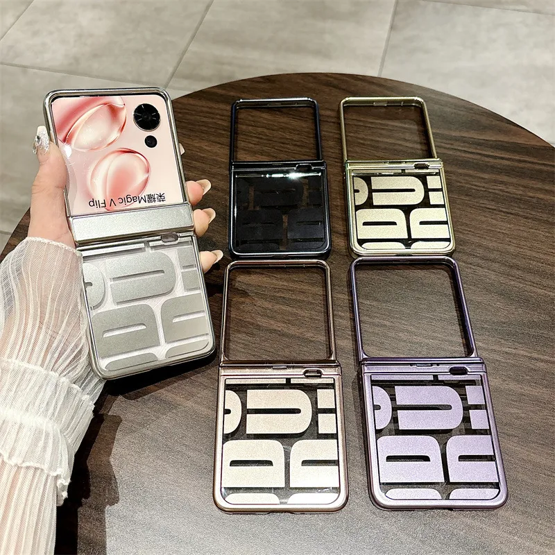 Honor Magic VFlip phone case, foldable screen, electroplated, trendy hinge, drop-proof protective case.
