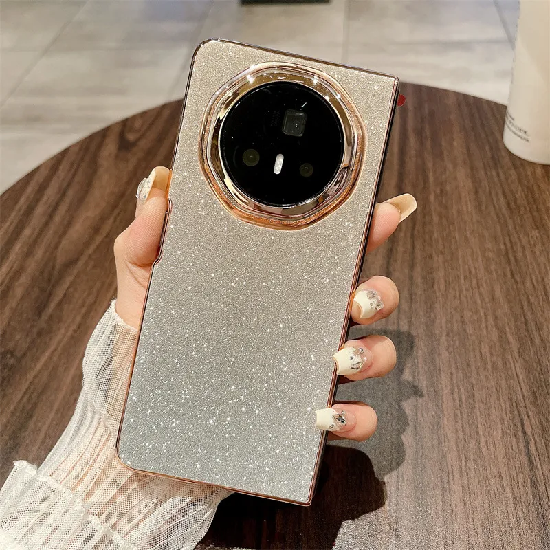 Honor MagicV3 Phone Case, MagicV3 Foldable Glitter Handheld Wrist Strap, Vegan Leather, Drop-Proof Protective Case