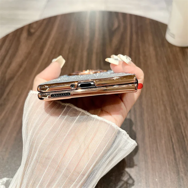 Honor MagicV3 Phone Case, MagicV3 Foldable Glitter Handheld Wrist Strap, Vegan Leather, Drop-Proof Protective Case