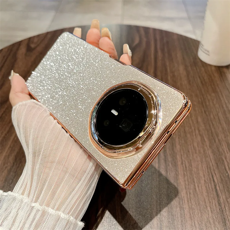 Honor MagicV3 Phone Case, MagicV3 Foldable Glitter Handheld Wrist Strap, Vegan Leather, Drop-Proof Protective Case