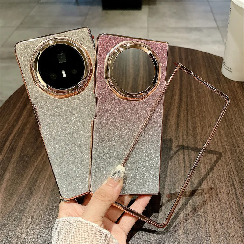 Honor MagicV3 Phone Case, MagicV3 Foldable Glitter Handheld Wrist Strap, Vegan Leather, Drop-Proof Protective Case