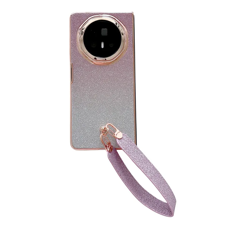 Honor MagicV3 Phone Case, MagicV3 Foldable Glitter Handheld Wrist Strap, Vegan Leather, Drop-Proof Protective Case