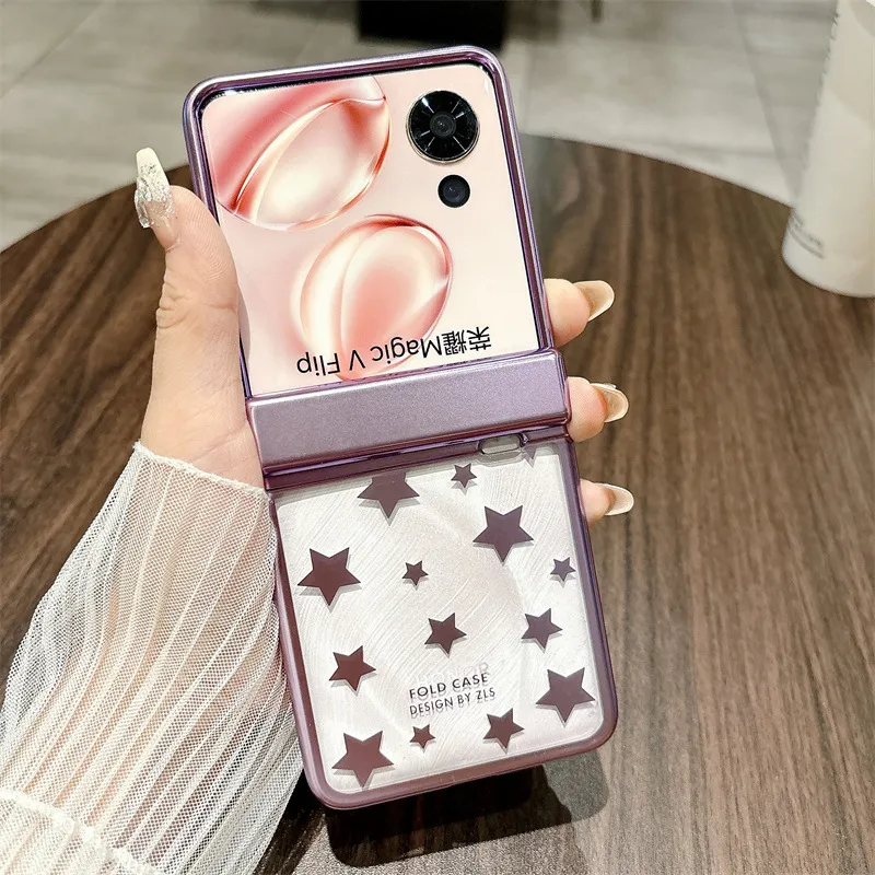 Honor Magic VFlip phone case, foldable screen, electroplated transparent hinge, drop-proof protective case.