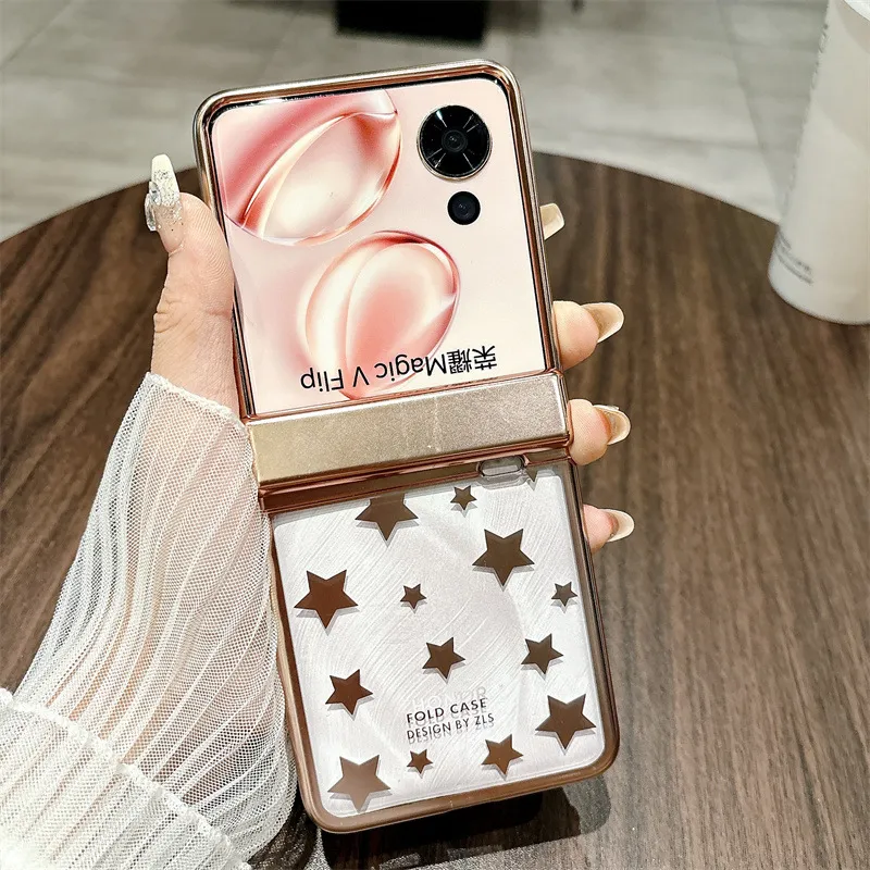 Honor Magic VFlip phone case, foldable screen, electroplated transparent hinge, drop-proof protective case.