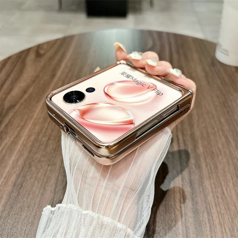 Honor Magic VFlip phone case, foldable screen, electroplated transparent hinge, drop-proof protective case.