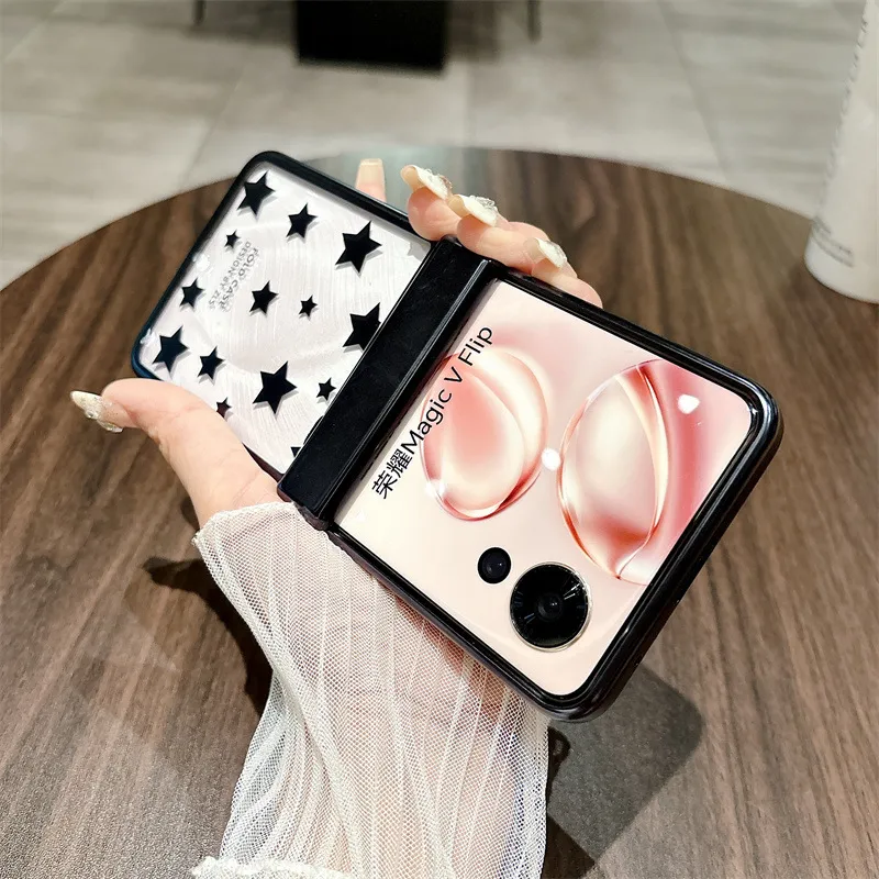 Honor Magic VFlip phone case, foldable screen, electroplated transparent hinge, drop-proof protective case.