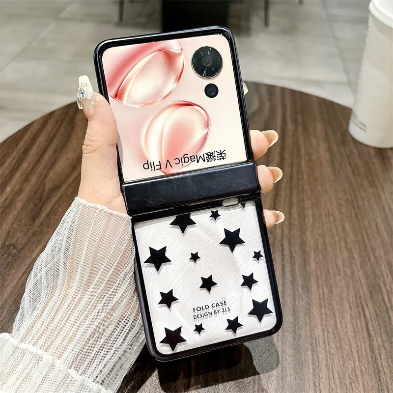 Honor Magic VFlip phone case, foldable screen, electroplated transparent hinge, drop-proof protective case.