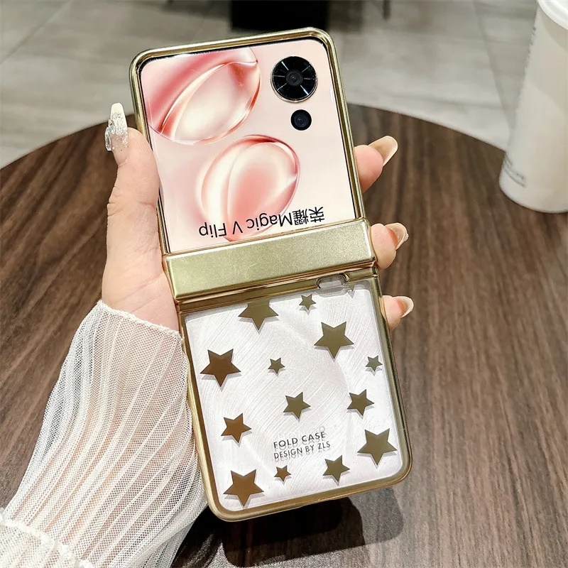 Honor Magic VFlip phone case, foldable screen, electroplated transparent hinge, drop-proof protective case.