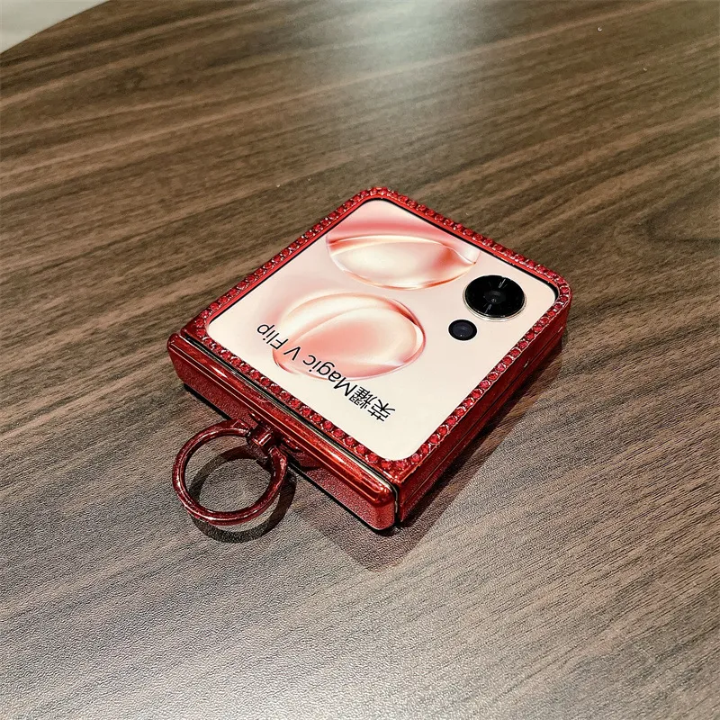 Suitable for Honor Magic V Flip phone cases with foldable screens, luxurious diamond-studded glitter, drop-proof protection.